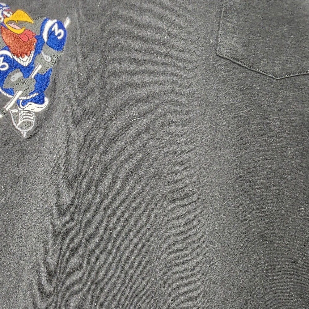 VTG 90s Looney Tunes Sports Hockey Embroidered Black Pocket Shirt Warner Bros XL - Picture 5 of 12